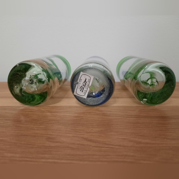 3 Mexican Hand Blown Tall Tequila Shot Glasses 3D Cactus Inside - Picture 8 of 10